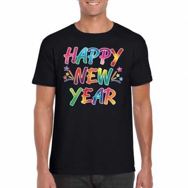 Oud nieuw t shirt happy new year zwart heren