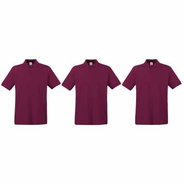 Pack maat l bordeaux rode poloshirt premium katoen heren