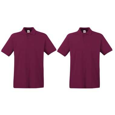 Pack maat l bordeaux rode poloshirt premium katoen heren