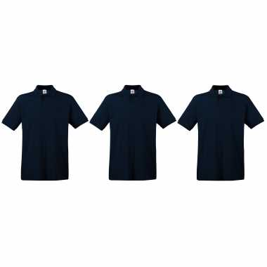 Pack maat l donkerblauw poloshirt premium katoen heren