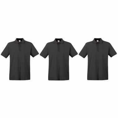 Pack maat l donkergrijs poloshirt premium katoen heren