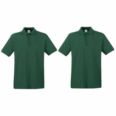 Pack maat l donkergroen poloshirt premium katoen heren