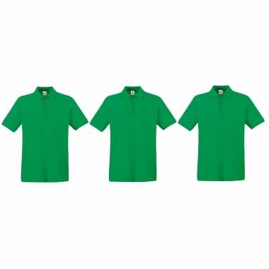 Pack maat l groen poloshirt premium katoen heren