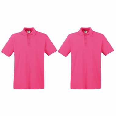 Pack maat l roze poloshirt premium katoen heren