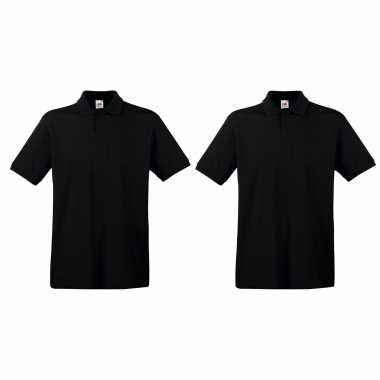Pack maat l zwart poloshirt / polo t shirt premium katoen heren