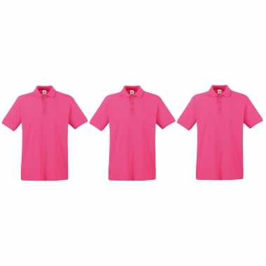 Pack maat s roze poloshirt premium katoen heren