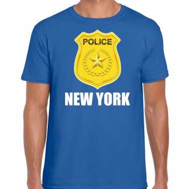 Police / politie embleem new york verkleed t shirt blauw heren