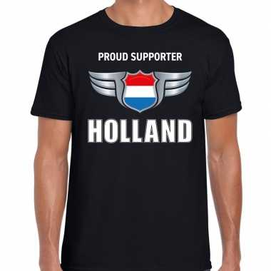 Proud supporter holland / nederland t shirt zwart heren