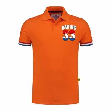 Racing coureur supporter / race fan luxe poloshirt logo borst grams oranje heren