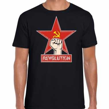 Revolution / rode ster communistische t shirt zwart heren