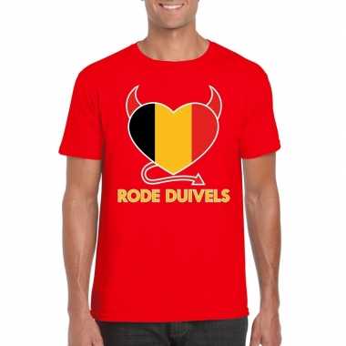Rood belgie rode duivels hart shirt heren