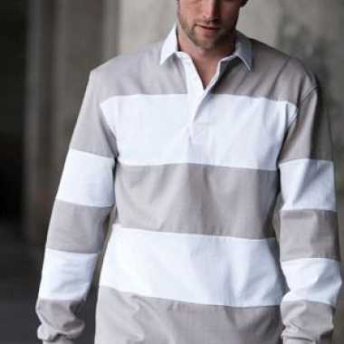 Rugby shirt grijs wit gestreept