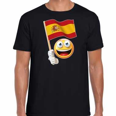 Spanje supporter / fan smiley t shirt zwart heren
