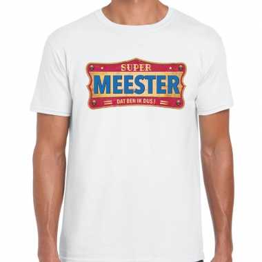Super meester cadeau / kado t shirt vintage wit heren