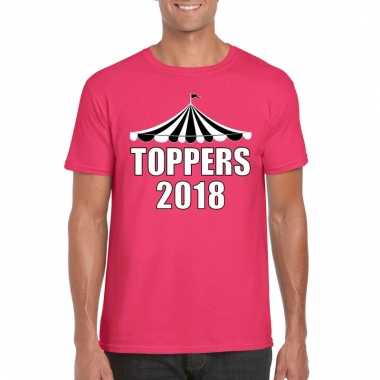 T shirt roze toppers witte letters heren