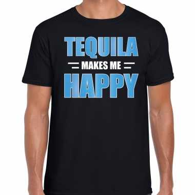 Tequila makes me happy drank t shirt / kleding zwart heren