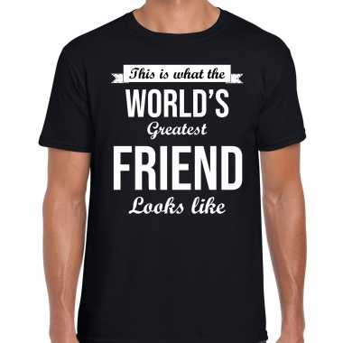 Worlds greatest friend / vrienden cadeau t shirt zwart heren