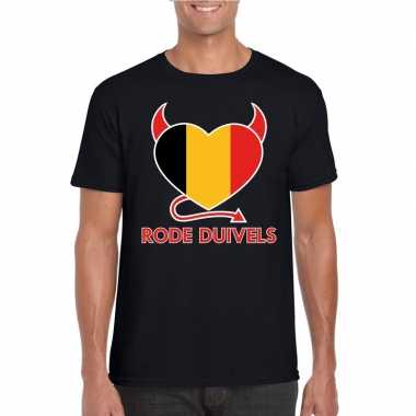 Zwart belgie rode duivels hart shirt heren
