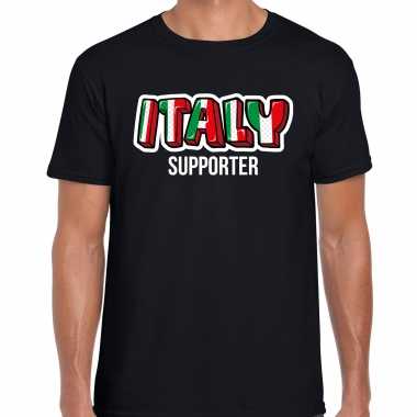 Zwart t-shirt italy italie supporter ek wk heren