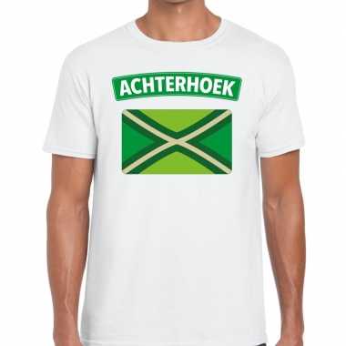 Zwarte cross achterhoek vlag festival t shirt wit heren