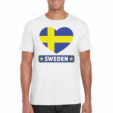 Zweden hart vlag t shirt wit heren