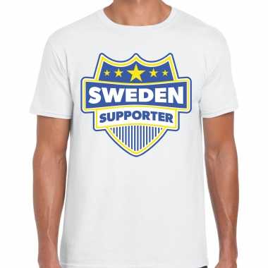 Zweden / sweden schild supporter t shirt wit heren