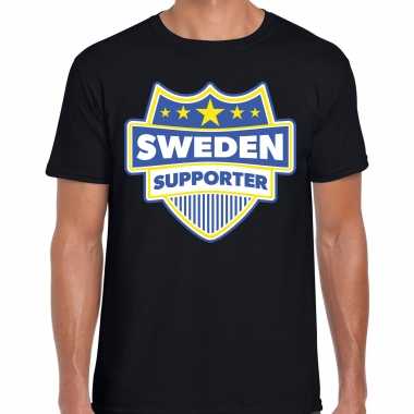 Zweden / sweden schild supporter t shirt zwart heren