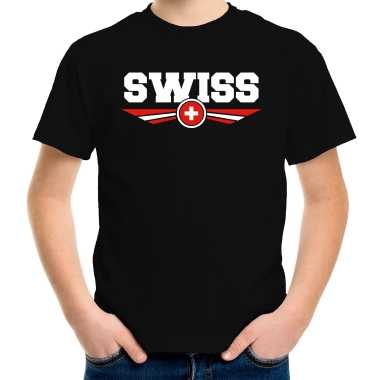 Zwitserland / switzerland landen t shirt zwart kids