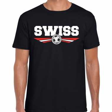 Zwitserland / switzerland landen / voetbal t shirt zwart heren