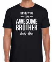 Awesome brother tekst t-shirt zwart heren