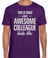 Awesome colleague tekst t-shirt paars heren