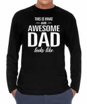 Awesome dad cadeau t-shirt long sleeves zwart heren