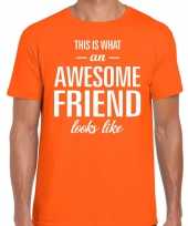 Awesome friend cadeau t-shirt oranje heren