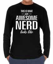 Awesome geweldige nerd cadeau t-shirt long sleeves heren