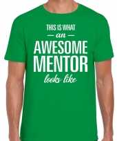 Awesome mentor cadeau t-shirt groen heren