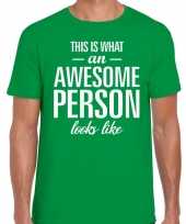 Awesome person tekst t-shirt groen heren