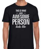 Awesome person tekst t-shirt zwart heren