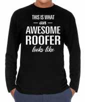 Awesome roofer dakdekker cadeau t-shirt long sleeves heren