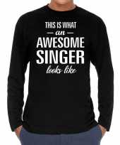 Awesome singer zanger cadeau t-shirt long sleeves zwart heren