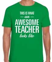 Awesome teacher cadeau meesterdag t-shirt groen heren