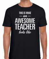Awesome teacher tekst t-shirt zwart heren