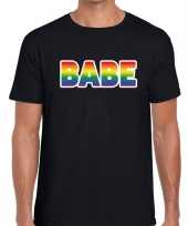 Babe regenboog gaypride shirt zwart heren