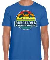 Barcelona zomer t-shirt shirt barcelona bikini beach party blauw heren
