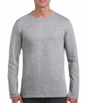 Basic heren t-shirt grijs lange mouwen