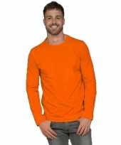 Basic stretch shirt lange mouwen longsleeve oranje heren