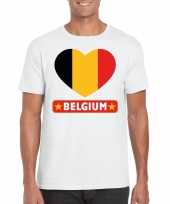 Belgie hart vlag t-shirt wit heren