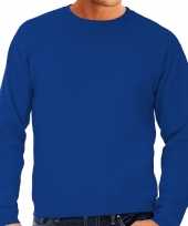 Blauwe sweater sweatshirt trui raglan mouwen ronde hals heren