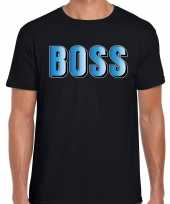 Boss t-shirt zwart blauwe letters heren