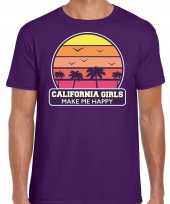 California girls zomer t-shirt shirt california girls make me happy paars heren
