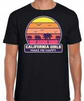 California girls zomer t-shirt shirt california girls make me happy zwart heren